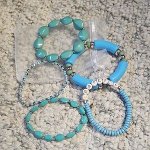Plunder, Turquoise and Blue Beaded Bracelets Set
